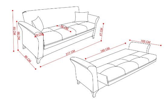 صورة بكت أريكة سرير لغرفة المعيشة تتسع لـ 3 أشخاص - لون بيج