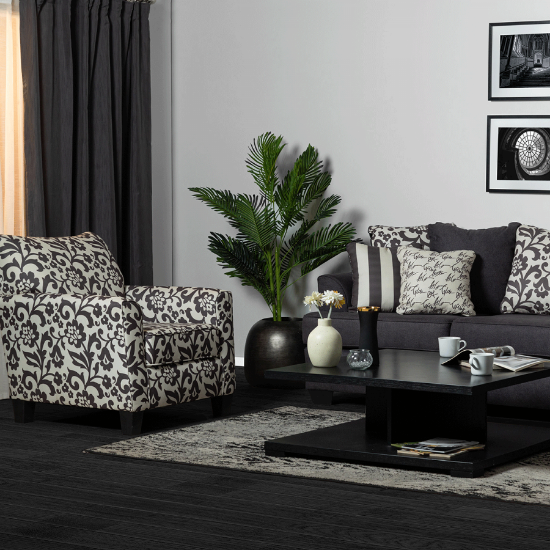 Picture of SITTING ROOM WITH PATTERNED CHAIR 6 PERSONS - GREY