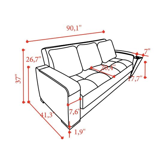 Picture of ARYANNA LIVING ROOM  SOFA BED 3 PERSONS - D. GREY