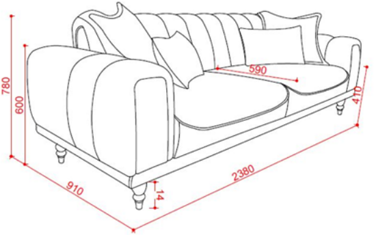 Picture of MIRANDA LIVING ROOM SOFA SEAT 3 PERSONS - BEIGE