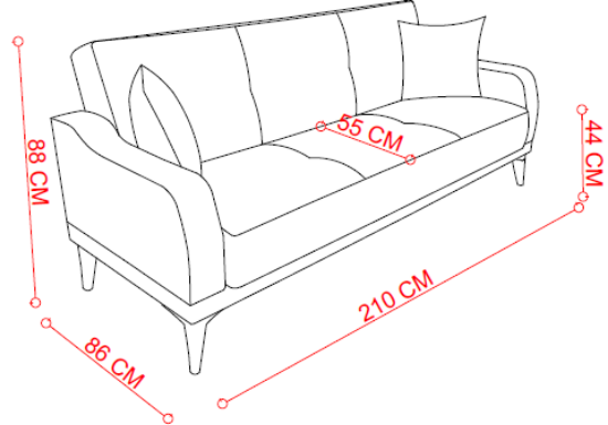 Picture of BAHAR LIVING ROOM SOFA BED 3 PERSONS - TIFFANY